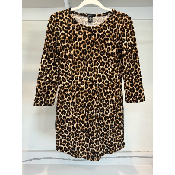 Long Sleeve Cheetah Print Bodycon‎ Dress Size Medium Rue 21 - Picture 1 of 6